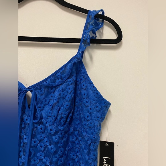 NWT Lulu’s Charmaine Royal Blue Embroidered Mini Dress Size M - Picture 8 of 15